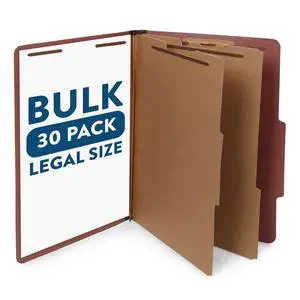 30 Brick Red Classification Folders, 2 Divider, Legal | Heavy duty 25pt pressboard, 2 dividers, 6 partitions, 2 in expansion, 2 prong, legal charts, law client files 30 Brick Red Classification Folders, 2 Divider, Legal | Heavy duty 25pt pressboard, 2 dividers, 6 partitions, 2 in expansion, 2 prong, legal charts, law client files