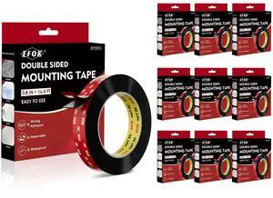 10 Packs Double Sided Tape Heavy Duty Mounting Tape 0.8 in X 16.4 Ft | Adhesive Tape for Wall, Foam Tape Waterproof for Automotive Strip Light Home, Office Décor 10 Packs Double Sided Tape Heavy Duty Mounting Tape 0.8 in X 16.4 Ft | Adhesive Tape for Wall, Foam Tape Waterproof for Automotive Strip Light Home, Office Décor