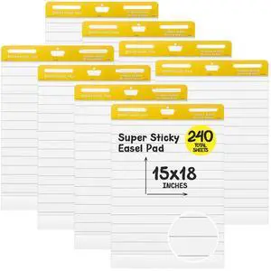 8 Pcs Chart Paper Lined Sticky Easel Pad, 30 Sheets/Pad 15 x 18 Inch Flip Large Chart Paper Sticky for Wall, Self Stick Easel Pads for Office School Classroom Residue-free & Easyremoval 8 Pcs Chart Paper Lined Sticky Easel Pad, 30 Sheets/Pad 15 x 18 Inch Flip Large Chart Paper Sticky for Wall, Self Stick Easel Pads for Office School Classroom Residue-free & Easyremoval