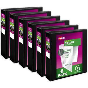 Durable View Binders, 3 Inch One Touch Slant Rings, Black, Holds 8-1/2" x 11" Paper, 635 Sheet Capacity, 3.5" Wide Spine, Great for Organizing Reports & Projects (6-Pack of 17041) Durable View Binders, 3 Inch One Touch Slant Rings, Black, Holds 8-1/2" x 11" Paper, 635 Sheet Capacity, 3.5" Wide Spine, Great for Organizing Reports & Projects (6-Pack of 17041)