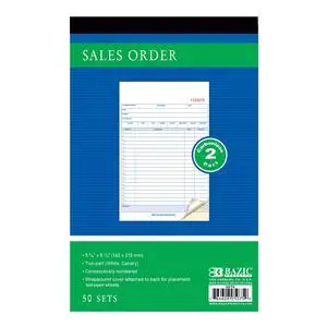 Sales Order Book, 2-Part Carbonless, 50 Sets, 24-Box | 50 numbered 2-part carbonless sets, 5 9/16 x 8 7/16 in, white original plus canary copy Sales Order Book, 2-Part Carbonless, 50 Sets, 24-Box | 50 numbered 2-part carbonless sets, 5 9/16 x 8 7/16 in, white original plus canary copy