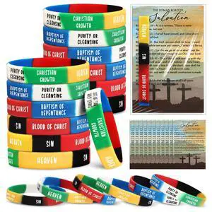 300 Sets Salvation Bracelets with Plan of Salvation Card Gospel Bracelet Christian Silicone Bracelets Gospel Tracts Scripture Gift for Church Vbs 300 Sets Salvation Bracelets with Plan of Salvation Card Gospel Bracelet Christian Silicone Bracelets Gospel Tracts Scripture Gift for Church Vbs