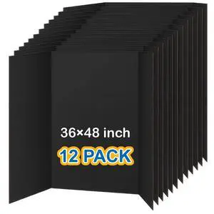 12 PCS 36"x48" Trifold Poster Board,Black Display Tri-fold Cardboard | Large Black Tri-fold Poster Board,Thick Corrugated Cardboard for School Projects,Science Fair,Graduation,Photo Exhibitions 12 PCS 36"x48" Trifold Poster Board,Black Display Tri-fold Cardboard | Large Black Tri-fold Poster Board,Thick Corrugated Cardboard for School Projects,Science Fair,Graduation,Photo Exhibitions