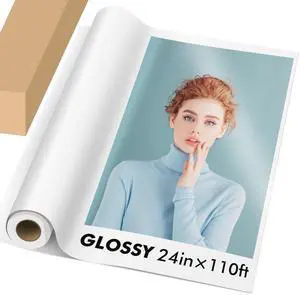 Roll Photo Paper Resin Coated 24in x 110ft Glossy Photo Print Paper | for Inkjet Printers, Waterproof, Quick Dry, High Resolution for Photography, Art Prints & Posters Roll Photo Paper Resin Coated 24in x 110ft Glossy Photo Print Paper | for Inkjet Printers, Waterproof, Quick Dry, High Resolution for Photography, Art Prints & Posters