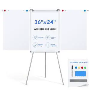 Flip Chart Easel 36"x24" with 2 Extendable Display Arms | 3'x2', Strong Magnetic, Foldable, Height Adjustable, Portable Dry Erase Board, Homeschool, Home Office, Classroom, Meeting Flip Chart Easel 36"x24" with 2 Extendable Display Arms | 3'x2', Strong Magnetic, Foldable, Height Adjustable, Portable Dry Erase Board, Homeschool, Home Office, Classroom, Meeting