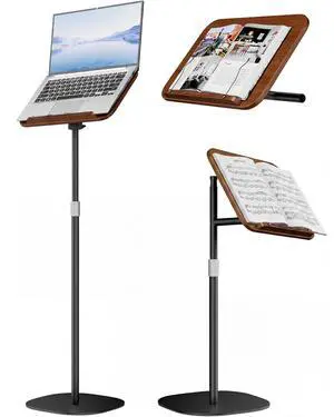 Laptop Stand Floor, Wood Music Stand, Tablet Floor Stands Adjustable Height, Tall Book Stand Hands Free, for Projector, Office, Study, Brown Laptop Stand Floor, Wood Music Stand, Tablet Floor Stands Adjustable Height, Tall Book Stand Hands Free, for Projector, Office, Study, Brown