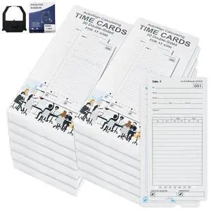 AT-4500 Time Clock Cards, 600 Pack with 2 Ink Ribbons AT-4500 Time Clock Cards, 600 Pack with 2 Ink Ribbons