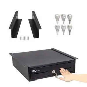 13" Heavy Duty Black "Push" Open Cash Drawer, 4B5C with Under Counter Mounting Metal bracket 13" Heavy Duty Black "Push" Open Cash Drawer, 4B5C with Under Counter Mounting Metal bracket