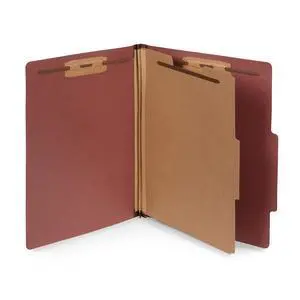 30 Brick Red Classification Folders, 1 Divider, Letter | Heavy duty 25pt pressboard, 1 divider, 4 partitions, 2 in expansion, 2 prong, medical, law and office files 30 Brick Red Classification Folders, 1 Divider, Letter | Heavy duty 25pt pressboard, 1 divider, 4 partitions, 2 in expansion, 2 prong, medical, law and office files