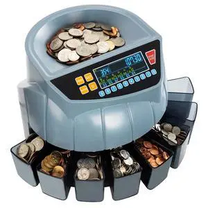 Coin Counter Machine, Coin Sorter Machine, 1¢, 5¢, 10¢, 25¢, 50¢ and Dollar, 250 Coins/min, Compatible with Printer, Batch Mode Change Counter Machine, 6 Bins and Tubes Roller Coin Counter Machine, Coin Sorter Machine, 1¢, 5¢, 10¢, 25¢, 50¢ and Dollar, 250 Coins/min, Compatible with Printer, Batch Mode Change Counter Machine, 6 Bins and Tubes Roller