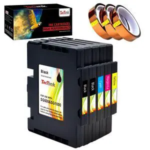 SG500 SG1000 Sublimation Ink Cartridges Compatible for SAWGRASS Virtuoso SG500 SG1000 Printer with 3 Rolls Heat Tape, Version 3.06 (5-Pack, 2 Black, 1 Cyan, Magenta, 1 Yellow) SG500 SG1000 Sublimation Ink Cartridges Compatible for SAWGRASS Virtuoso SG500 SG1000 Printer with 3 Rolls Heat Tape, Version 3.06 (5-Pack, 2 Black, 1 Cyan, Magenta, 1 Yellow)