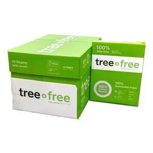 Tree Free Copy Paper 8.5 x 11, 92 Bright, 20 lb. Made from Sugarcane Waste Fiber Carbon Neutral 10 Reams 5000 Sheets Tree Free Copy Paper 8.5 x 11, 92 Bright, 20 lb. Made from Sugarcane Waste Fiber Carbon Neutral 10 Reams 5000 Sheets
