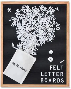 Black Felt Letter Board 16x20 Inches, Changeable Letter Board Plus 348 White Plastic Letters, Warm Oak Frame Wooden Letter Board w/Sawtooth Wall Hanger + Drawstring Pouch For Letterboard Letters Black Felt Letter Board 16x20 Inches, Changeable Letter Board Plus 348 White Plastic Letters, Warm Oak Frame Wooden Letter Board w/Sawtooth Wall Hanger + Drawstring Pouch For Letterboard Letters