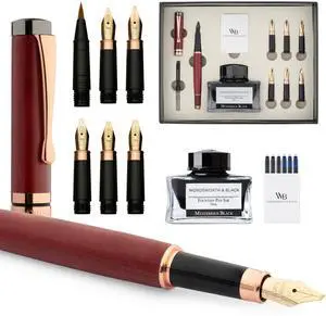 Luxury Bamboo Violet Calligraphy Pen Set, 6 Nibs | Fountain Ink Bottle, Cartridges, Refill Converter, Gift for Men, Women, Smooth Writing, Journaling, Lettering Luxury Bamboo Violet Calligraphy Pen Set, 6 Nibs | Fountain Ink Bottle, Cartridges, Refill Converter, Gift for Men, Women, Smooth Writing, Journaling, Lettering
