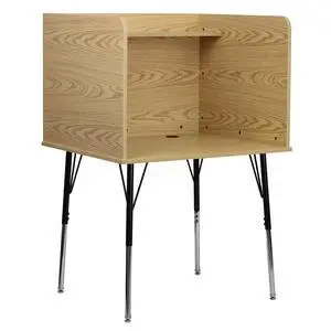 Justin Study Carrel - Oak Finish with Top Shelf - Height Adjustable Legs - Wire Management Grommet Justin Study Carrel - Oak Finish with Top Shelf - Height Adjustable Legs - Wire Management Grommet