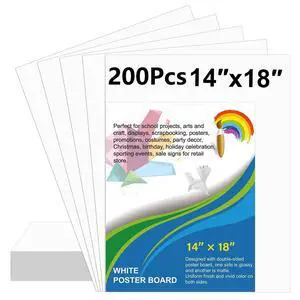 200 Pcs 14"x18" White Poster Board Paper Bulk, 250 GSM Blank Poster Paper Vision Board Cardstock for Graphic Display Arts Crafts Drawing Classroom Projects Presentations Scrapbook Backing Signs 200 Pcs 14"x18" White Poster Board Paper Bulk, 250 GSM Blank Poster Paper Vision Board Cardstock for Graphic Display Arts Crafts Drawing Classroom Projects Presentations Scrapbook Backing Signs