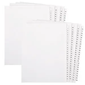 2 Set 1-100 Numbered Tab Dividers Un-Punched Letter Size 8.5 x 11 Inch Paper Page White Binder Index Dividers for Office Documents Files 2 Set 1-100 Numbered Tab Dividers Un-Punched Letter Size 8.5 x 11 Inch Paper Page White Binder Index Dividers for Office Documents Files