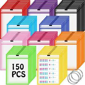 150 Pcs Dry Erase Pockets Bulk Reusable Job Ticket Holders Clear Plastic Sleeve Protector Work Order Sleeve Shop Ticket Holder for Teacher Week Gift Office Supply(10 x 14'',Multicolor) 150 Pcs Dry Erase Pockets Bulk Reusable Job Ticket Holders Clear Plastic Sleeve Protector Work Order Sleeve Shop Ticket Holder for Teacher Week Gift Office Supply(10 x 14'',Multicolor)
