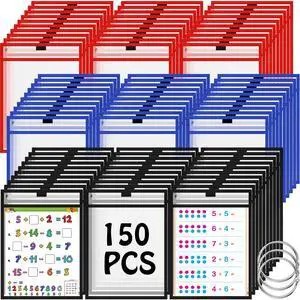 150 Pcs Dry Erase Pockets Bulk Reusable Job Ticket Holders Clear Plastic Sleeve Protector Work Order Sleeve Shop Ticket Holder for Teacher Week Gift Office Supply(10 x 14'',Black Blue Red) 150 Pcs Dry Erase Pockets Bulk Reusable Job Ticket Holders Clear Plastic Sleeve Protector Work Order Sleeve Shop Ticket Holder for Teacher Week Gift Office Supply(10 x 14'',Black Blue Red)