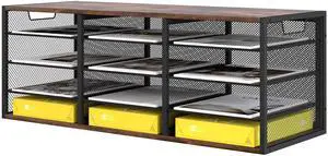 12 Compartments Desktop Literature Organizer, Metal Frame Paper Sorter with Handles, Heavy Duty Mailbox for Classroom and Office, Wood File Organizer for Document, Bill, Magazine, Antique Brown 12 Compartments Desktop Literature Organizer, Metal Frame Paper Sorter with Handles, Heavy Duty Mailbox for Classroom and Office, Wood File Organizer for Document, Bill, Magazine, Antique Brown
