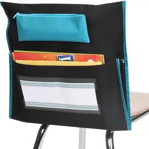 Deluxe Chair Pockets with Pencil Case, 6-Pack, Black | Chairback Storage Organizer for Students, Classroom Chairs and Seat Organization Deluxe Chair Pockets with Pencil Case, 6-Pack, Black | Chairback Storage Organizer for Students, Classroom Chairs and Seat Organization
