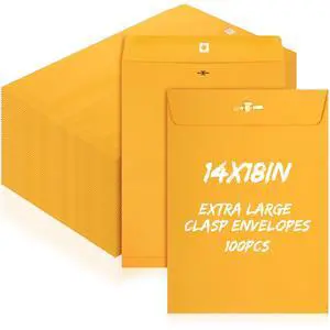 100 Pcs 14 x 18 Inch Extra Large Mailing Clasp Envelopes Jumbo Kraft Catalog Manila Envelope with Clasp Closure for Oversized Big Documents Office Home Business Legal School Storing Mailing 100 Pcs 14 x 18 Inch Extra Large Mailing Clasp Envelopes Jumbo Kraft Catalog Manila Envelope with Clasp Closure for Oversized Big Documents Office Home Business Legal School Storing Mailing