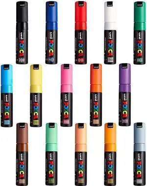 Paint Markers Set of 15; Complete Color Range of 7M Broad Bullet Markers with Reversible Tips Marker Set of Acrylic Paint Pens Pens for Art Supplies; Fabric Paint Paint Markers Set of 15; Complete Color Range of 7M Broad Bullet Markers with Reversible Tips Marker Set of Acrylic Paint Pens Pens for Art Supplies; Fabric Paint