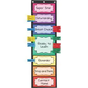 EZ-Tuck Clip-N-Track Behavior Pocket Chart | Ages 4+, PreK+, Includes Clothespins to Track Student Actions Daily, Classroom Behavior Management Essential EZ-Tuck Clip-N-Track Behavior Pocket Chart | Ages 4+, PreK+, Includes Clothespins to Track Student Actions Daily, Classroom Behavior Management Essential