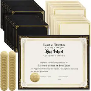 300 Pcs Linen Certificate Holders Kit 100 Gold Foil Certificate Paper 100 Single Sided Linen Diploma Holders 8.5'' x 11'' 100 Gold Foil Award Seals Sticker for Award Accomplishment(Black) 300 Pcs Linen Certificate Holders Kit 100 Gold Foil Certificate Paper 100 Single Sided Linen Diploma Holders 8.5'' x 11'' 100 Gold Foil Award Seals Sticker for Award Accomplishment(Black)