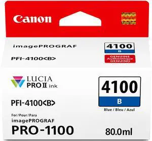 PFI-4100 Genuine Blue Ink Tank, Compatible with imagePROGRAF PRO-1100 Printers PFI-4100 Genuine Blue Ink Tank, Compatible with imagePROGRAF PRO-1100 Printers