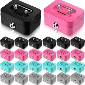24 Pcs Small Money Cash Box with Lock and Slot Metal Box for Cash Steel Organizer Piggy Bank Metal Coin Bank for Adults, 4.5 x 3.3 x 2 Inch, Without Money Tray (Black,Green,Gray,Pink) 24 Pcs Small Money Cash Box with Lock and Slot Metal Box for Cash Steel Organizer Piggy Bank Metal Coin Bank for Adults, 4.5 x 3.3 x 2 Inch, Without Money Tray (Black,Green,Gray,Pink)