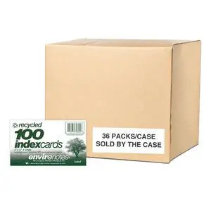 Recycled Index Cards 3" x 5", 100 Per Pack, Smooth 100 lb White Recycled Index Paper, Ruled on Front, Blank on Back (Case of 36 Packs) Recycled Index Cards 3" x 5", 100 Per Pack, Smooth 100 lb White Recycled Index Paper, Ruled on Front, Blank on Back (Case of 36 Packs)