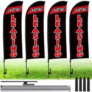 4 Sets 15ft Now Leasing Flags Banners for Advertising with Flagpole Ground Stake Portable Bag Feather Now Leasing Signs Banner for Business Advertising(Black) 4 Sets 15ft Now Leasing Flags Banners for Advertising with Flagpole Ground Stake Portable Bag Feather Now Leasing Signs Banner for Business Advertising(Black)