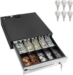 16inch "Stainless Steel" Front Heavy Duty Black POS Cash Drawer with 5Bill/5Coin 16inch "Stainless Steel" Front Heavy Duty Black POS Cash Drawer with 5Bill/5Coin