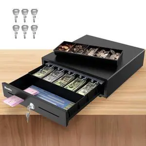 16" Heavy Duty Cash Drawer Auto Open 5 Bill/5 Coin with Emergency Switch RJ11/12 Compatible with Square, Clover, Epson Printers BK1616E 16" Heavy Duty Cash Drawer Auto Open 5 Bill/5 Coin with Emergency Switch RJ11/12 Compatible with Square, Clover, Epson Printers BK1616E