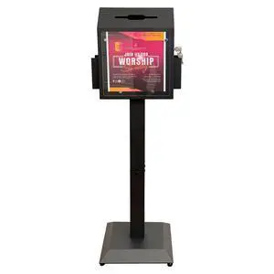 Floor Standing Offering Box with Stand, Locking Suggestion Box, Heavy-Duty Metal Donation, Ballot & Feedback Box for Church, Office, Hospital, Voting, Fundraising & Comments, Black Floor Standing Offering Box with Stand, Locking Suggestion Box, Heavy-Duty Metal Donation, Ballot & Feedback Box for Church, Office, Hospital, Voting, Fundraising & Comments, Black