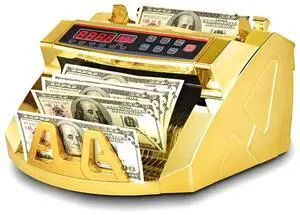 Gold Money Counter with Counterfeit Detection & Bill Counting | Light Up Display | 1,000 Bills a Minute |Fits US Dollar and Larger Gold Money Counter with Counterfeit Detection & Bill Counting | Light Up Display | 1,000 Bills a Minute |Fits US Dollar and Larger