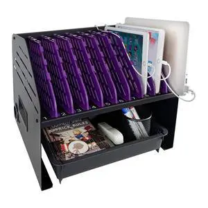 10-Device Laptop Charging Station for Chromebooks, iPad & Tablets | 6 AC Outlets & 4 Fast-Charging USB Ports, Fits Devices up to 1.375" Thick, For Classroom, Office & Home, Cable Management 10-Device Laptop Charging Station for Chromebooks, iPad & Tablets | 6 AC Outlets & 4 Fast-Charging USB Ports, Fits Devices up to 1.375" Thick, For Classroom, Office & Home, Cable Management