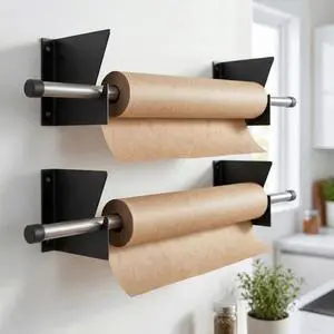 2-Pack Wall Mount Roll Rack Holder & Butcher Paper Dispenser - Heavy Duty Adjustable 28 to 60 Inch - Bubble Wrap Dispenser, Kraft Paper Roll Holder & Vinyl Wrap Holder (100 Lb Capacity) 2-Pack Wall Mount Roll Rack Holder & Butcher Paper Dispenser - Heavy Duty Adjustable 28 to 60 Inch - Bubble Wrap Dispenser, Kraft Paper Roll Holder & Vinyl Wrap Holder (100 Lb Capacity)