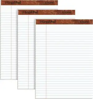 The Legal Pad Legal Pad, 8-1/2 x 11-3/4 Inches, Perforated, White, Legal/Wide Rule, 50 Sheets per Pad, 3 Pads per Pack (75337) (Pack of 6) The Legal Pad Legal Pad, 8-1/2 x 11-3/4 Inches, Perforated, White, Legal/Wide Rule, 50 Sheets per Pad, 3 Pads per Pack (75337) (Pack of 6)