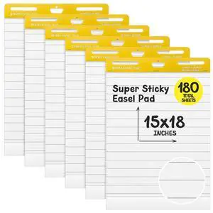 6 Pcs Chart Paper Lined Sticky Easel Pad, 30 Sheets/Pad 15 x 18 Inch Flip Large Chart Paper Sticky for Wall, Self Stick Easel Pads for Office School Classroom Residue-free & Easyremoval 6 Pcs Chart Paper Lined Sticky Easel Pad, 30 Sheets/Pad 15 x 18 Inch Flip Large Chart Paper Sticky for Wall, Self Stick Easel Pads for Office School Classroom Residue-free & Easyremoval