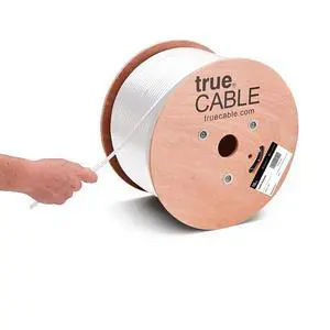 TRUE CABLE Cat5e Outdoor Bulk Ethernet Cable, Unshielded, 1000ft, White, UV Resistant, OSP Jacket, 24AWG Solid Bare Copper, 350MHz, PoE++ (4PPoE) TRUE CABLE Cat5e Outdoor Bulk Ethernet Cable, Unshielded, 1000ft, White, UV Resistant, OSP Jacket, 24AWG Solid Bare Copper, 350MHz, PoE++ (4PPoE)