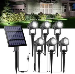 Solar Spot Lights Outdoor, Landscape Spotlights IP65 Waterproof 9.8ft Cable, Dusk to Dawn Solar Uplights for Trees Garden Yard Driveway Porch Walkway Pool (6-in-1, 6000K Cool White) Solar Spot Lights Outdoor, Landscape Spotlights IP65 Waterproof 9.8ft Cable, Dusk to Dawn Solar Uplights for Trees Garden Yard Driveway Porch Walkway Pool (6-in-1, 6000K Cool White)