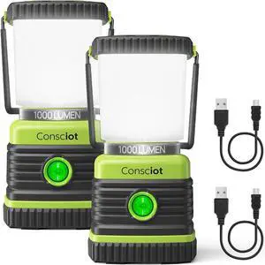 LED Camping Lantern Rechargeable, Consciot Dimmable Tent lights with 1000LM, 4 Light Mode, 4400mAh Portable Battery Pack, IPX4 Waterproof, Flashlight for Emergency, Power Outages, USB C Cable Included LED Camping Lantern Rechargeable, Consciot Dimmable Tent lights with 1000LM, 4 Light Mode, 4400mAh Portable Battery Pack, IPX4 Waterproof, Flashlight for Emergency, Power Outages, USB C Cable Included