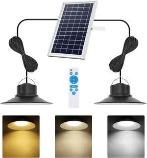 NIORSUN Solar Indoor Lights Outdoor, LED Solar Pendant Lights 3 Color Dimmable Lighting with Remote Control, Gazebo Lights,2x16.4ft Cable IP65 Waterproof for Garden, Patio, Garage, Camp(2 Pack) NIORSUN Solar Indoor Lights Outdoor, LED Solar Pendant Lights 3 Color Dimmable Lighting with Remote Control, Gazebo Lights,2x16.4ft Cable IP65 Waterproof for Garden, Patio, Garage, Camp(2 Pack)