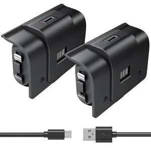 6amLifestyle Rechargeable Xbox Controller Battery Pack, Play and Charge Kit Compatible with Xbox Series X|S, Xbox One S X Elite Controllers,2 Pack NiMH Batteries with 4 Covers & Micro USB Cable, Black 6amLifestyle Rechargeable Xbox Controller Battery Pack, Play and Charge Kit Compatible with Xbox Series X|S, Xbox One S X Elite Controllers,2 Pack NiMH Batteries with 4 Covers & Micro USB Cable, Black