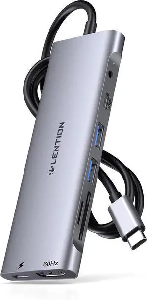 LENTION 3.3FT Long Cable USB C Hub, 4K HDMI, 100W PD, A&C, Card Reader, Aux | USB 3.0 2A & 1C Stable Driver Adapter, for macOS, iOS/iPadOS, Windows & ChromeOS (C37-1M, Space Gray) LENTION 3.3FT Long Cable USB C Hub, 4K HDMI, 100W PD, A&C, Card Reader, Aux | USB 3.0 2A & 1C Stable Driver Adapter, for macOS, iOS/iPadOS, Windows & ChromeOS (C37-1M, Space Gray)