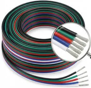 EvZ 22 AWG 5-Pin RGBW LED Extension Cable (66ft/20m) - 5 Conductor 22 Gauge Parallel Hookup Wire for 5050 3528 RGB+White LED Strips, 12V/24V DC Ribbon Lights, Flexible tinned Copper (B-G-R-B-W) EvZ 22 AWG 5-Pin RGBW LED Extension Cable (66ft/20m) - 5 Conductor 22 Gauge Parallel Hookup Wire for 5050 3528 RGB+White LED Strips, 12V/24V DC Ribbon Lights, Flexible tinned Copper (B-G-R-B-W)