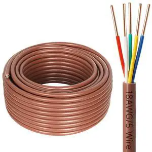 Thermostat Wire - 18/5 50FT Solid Copper 18 Gauge 5 Conductor Power Circuit Cable for Heating & air Conditioning Equipment, doorbells and Other Indoor/Outdoor Low Voltage Applications Use Thermostat Wire - 18/5 50FT Solid Copper 18 Gauge 5 Conductor Power Circuit Cable for Heating & air Conditioning Equipment, doorbells and Other Indoor/Outdoor Low Voltage Applications Use