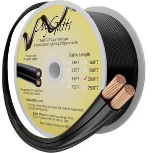 14/2 Low Voltage Landscape Wire 200 Feet, 14 Gauge Wire 2 Conductor Low Voltage Wire, Real 14 AWG Outdoor Direct Burial Electrical Wire, OFC, UV Resistance, 14ga Pro Landscape Lighting Cable 14/2 Low Voltage Landscape Wire 200 Feet, 14 Gauge Wire 2 Conductor Low Voltage Wire, Real 14 AWG Outdoor Direct Burial Electrical Wire, OFC, UV Resistance, 14ga Pro Landscape Lighting Cable